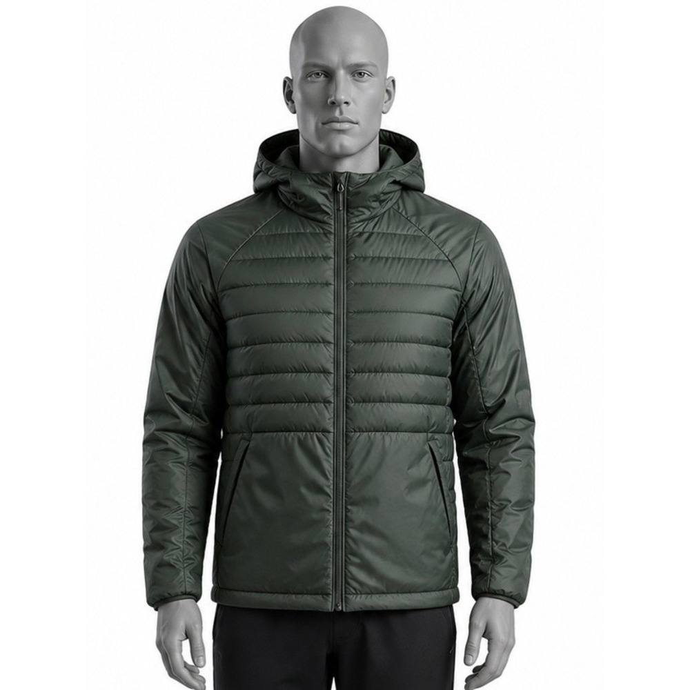 Lululemon Down For It All Hoodie Puffer Jacket Mens Large Full Zip Olive Green